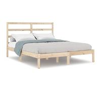 Qnhdfrt Solid Pine Wood Double Bed Frame with Headboard | This rustic natural style frame fits 135x190 cm mattresses and includes wooden slats; mattress is not included.