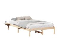 Qnhdfrt Solid Pine Wood Double Bed Frame with Slats, Natural | Fits 135 x 190 cm mattresses, supporting two adults with a modern, space-saving design for bedrooms or lofts.