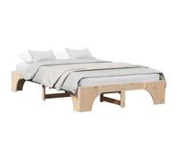 Qnhdfrt Solid Pine Wood Double Bed Frame with Slats, Natural | Fits 135x190 cm mattresses, providing sturdy support for two adults in master or guest bedrooms.