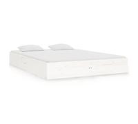 Qnhdfrt Solid Pine Wood Double Bed Frame with Slats, White
