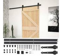 Qnhdfrt Solid Pine Wood Sliding Barn Door, 90x210 cm, Natural