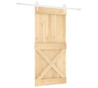 Qnhdfrt Solid Pine Wood Sliding Barn Door, White & Natural, 95x210 cm