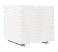 Qnhdfrt Solid Pine Wood Square Planter Box, White, 50x50x49.5 cm