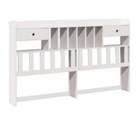 Qnhdfrt Solid Pine Wood Storage Headboard with Drawers, White