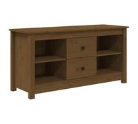 Qnhdfrt Solid Pine Wood TV Stand, Honey Brown Media Cabinet with Drawers