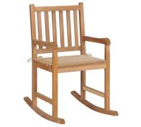Qnhdfrt Solid Teak Wood Outdoor Rocking Chair with Beige Cushion