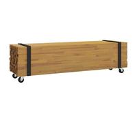 Qnhdfrt Solid Teak Wood TV Stand with Wheels, Brown