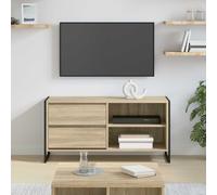 Qnhdfrt Sonoma - Meuble TV 100 x 36 x 49,5 cm - En bois avec tiroir - Meuble bas industriel marron - Pieds en acier pour une stabilité moderne - Meuble TV de salon pour TV jusqu'à 50"