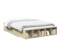 Qnhdfrt Sonoma Oak Engineered Wood Double Bed Frame, 135x190 cm