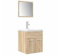 Qnhdfrt Sonoma Oak Wall-Mounted Bathroom Vanity Set with Sink and Mirror