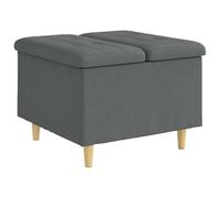 Qnhdfrt Square Fabric Storage Ottoman, Dark Gray Tufted Footstool