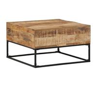Qnhdfrt Square Mango Wood and Metal Coffee Table with Black Iron Legs