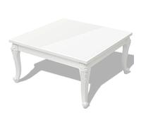 Qnhdfrt Square MDF Coffee Table with Carved Legs, Glossy White