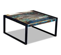 Qnhdfrt Square Reclaimed Wood Coffee Table with Iron Frame