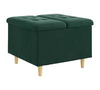 Qnhdfrt Square Tufted Velvet Storage Ottoman, Dark Green