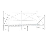 Qnhdfrt Steel Daybed with Pull-Out Trundle, 90x200 cm, White