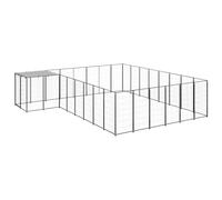 Qnhdfrt Steel Outdoor Dog Kennel with Roof and Lockable Door, Black