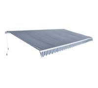 Qnhdfrt Store à bras articulé, 600 cm, bleu/blanc, cadre en aluminium avec renfort en métal, protection solaire pour terrasse, balcon et jardin