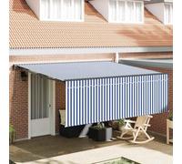 Qnhdfrt Store à bras articulés, 400 x 300 cm, bleu, anthracite, à manivelle manuelle, pour balcon, terrasse et jardin, design moderne pour une protection solaire contemporaine, une expérience