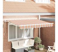 Qnhdfrt Store à pince 350 x 200 cm - Rayé multicolore - Avec télécommande - Tissu solaire robuste pour balcon, terrasse, jardin - Store à bras articulé rétractable pour un ombrage peu encombrant