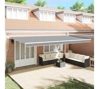 Qnhdfrt Store autoportant moderne blanc 6 x 2,5 m en métal robuste, pour balcon, terrasse et jardin, protection solaire extensible manuellement, avec tissu résistant aux UV