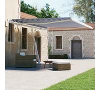 Qnhdfrt Store autoportant rétractable 400 x 300 cm bleu/blanc avec manivelle manuelle et hauteur réglable pour protection solaire sur la terrasse et le balcon