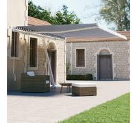 Qnhdfrt Store autoportant rétractable 450 x 300 cm - Bleu/blanc - Utilisation manuelle avec manivelle - Pour terrasse, balcon, jardin, protection solaire