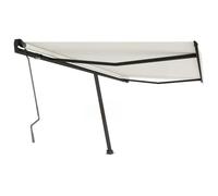 Qnhdfrt Store autoportant rétractable 450 x 350 cm crème anthracite avec manivelle pour terrasse, jardin, balcon
