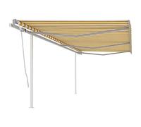 Qnhdfrt Store autoportant rétractable à bras articulé, 6 x 3 m, jaune et blanc, pour protection solaire sur terrasse, balcon et jardin, robuste, résistant aux UV