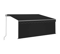 Qnhdfrt Store banne à bras articulé 3 x 2,5 m avec store vertical, store de terrasse manuel avec manivelle, anthracite, store de balcon en aluminium et tissu polyester, réglable en hauteur et