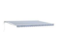 Qnhdfrt Store Banne Rétractable 4,5 x 3 m, Auvent de Jardin Extérieur avec Demi-Cassette et Manivelle, Toile en Polyester Robuste pour Terrasse, Cour et Patio, Bleu et Blanc