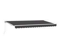 Qnhdfrt Store Banne Rétractable 400x200cm Anthracite, Auvent de Terrasse Extérieur Motorisé et Manuel avec Manivelle, Toile Polyester et Cadre Aluminium Blanc pour Jardin Cour