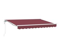 Qnhdfrt Store Banne Rétractable Électrique 3x2,5 m - Auvent Extérieur Motorisé avec Télécommande et Manivelle pour Jardin Terrasse - Toile Polyester Bordeaux Demi-Cassette et Cadre Blanc