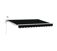 Qnhdfrt Store Banne Rétractable Électrique Noir et Blanc 3,5 x 2,5 m - Auvent Extérieur avec Télécommande et Manivelle - Semi-Cassette en Aluminium et Acier pour Terrasse et Jardin