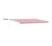 Qnhdfrt Store Banne Rétractable Électrique Rouge et Blanc 4x3,5m, Auvent Extérieur Semi-Cassette en Aluminium et Polyester pour Jardin et Terrasse avec Télécommande et Manivelle