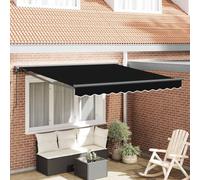 Qnhdfrt Store de balcon rétractable - Noir - 350 x 250 cm - Protection UV - Robuste - Pour balcon, terrasse, jardin - Design moderne - Store vertical manuel