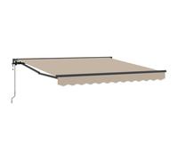 Qnhdfrt Store enrouleur à bras articulé - 350 x 250 cm - Beige - Store rétractable pour balcon et terrasse - Avec demi-cassette - Cadre en aluminium robuste noir - Utilisation manuelle ou électrique