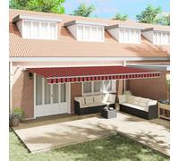 Qnhdfrt Store enrouleur automatique avec LED orange et marron rayé 600 x 300 cm mat protection solaire d'extérieur pour terrasse, balcon, jardin