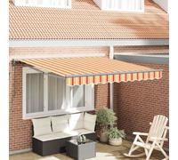 Qnhdfrt Store enrouleur jaune-orange, 350 x 250 cm, résistant aux UV, imperméable, avec télécommande radio et inclinaison à 10 °, pour balcon, terrasse et jardin