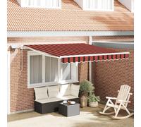 Qnhdfrt Store enrouleur manuel avec LED orange et marron rayé 300 x 250 cm Protection solaire extensible pour balcon, terrasse, jardin, en tissu polyester mat pour extérieur