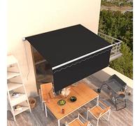 Qnhdfrt Store enrouleur manuel avec store vertical - 3,5 x 2,5 m - Anthracite - Résistant aux UV - Résistant à l'eau - Réglable - Pour terrasse, balcon, jardin, protection solaire