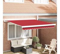 Qnhdfrt Store enrouleur manuel rouge 300 x 250 cm rectangulaire Protection solaire pour balcon, terrasse, jardin avec tissu polyester mat pour l'extérieur