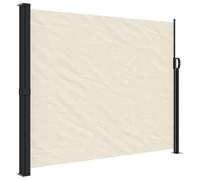 Qnhdfrt Store latéral extensible 160 x 300 cm crème - Brise-vue en 100 % polyester avec revêtement PU - Cadre en métal - Voile d'ombrage latéral pour balcon, terrasse, jardin, intérieur et extérieur