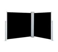 Qnhdfrt Store latéral extensible noir 120 x 600 cm - Brise-vue d'extérieur résistant aux UV - Rétraction automatique - Peu encombrant - Pour balcon, terrasse, jardin - Système de trottinette en