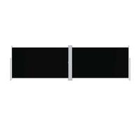Qnhdfrt Store latéral extensible noir 180 x 600 cm, tissu polyester résistant aux UV avec fonction de roulement automatique, brise-vue d'extérieur robuste pour balcon, terrasse, jardin