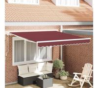 Qnhdfrt Store manuel - Bordeaux - 300 x 250 cm - Avec manivelle - Résistant aux UV - Pour terrasse, balcon, jardin, autoportant, protection solaire