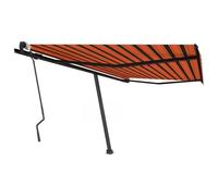 Qnhdfrt Store sur pied autoportant rétractable manuel 450 x 300 cm Orange/marron Protection solaire pour terrasse, balcon, jardin avec cadre en aluminium robuste et tissu haute densité