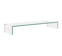 Qnhdfrt Support TV en Verre Trempé Transparent 100x30x13 cm - Rehausseur de Moniteur Informatique Épuré, Meuble de Rangement pour Écran PC, Console de Jeux et Lecteur DVD
