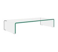 Qnhdfrt Support TV en Verre Trempé Transparent 70x30x13 cm - Rehausseur d'Écran Ordinateur Ergonomique et Meuble TV Élégant avec Espace de Rangement pour Salon et Bureau