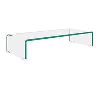 Qnhdfrt Support TV en Verre Trempé Transparent - Rehausseur Écran Moniteur Ordinateur et Ordinateur Portable - Meuble TV Design Moderne pour Salon et Bureau - Dimensions 60x25x11 cm